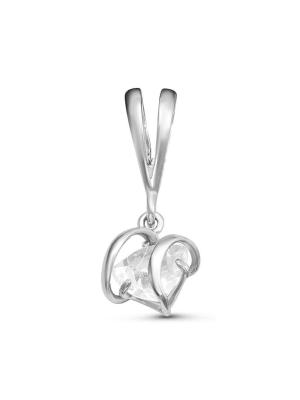 Подвеска серебро 925 пробы, покрытие - родирование, вставка - фианит (недрагоценный камень)