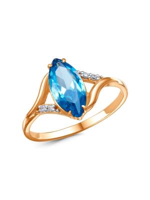 Кольцо бижутерия, покрытие - золочение, выборочное родирование, вставка - фианит (недрагоценный камень)