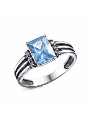 Кольцо серебро 925 пробы, покрытие - оксидирование, вставка - фианит (недрагоценный камень)