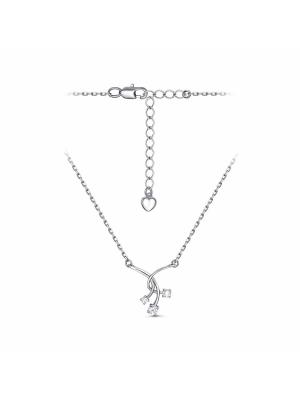 Колье бижутерия, покрытие - платинирование, вставка - фианит (недрагоценный камень)