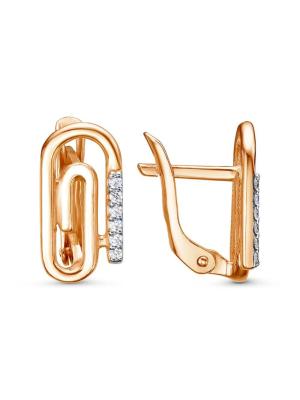 Серьги серебро 925 пробы, покрытие - золочение, выборочное родирование, вставка - фианит (недрагоценный камень)