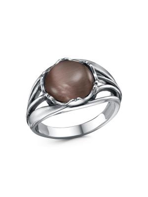 Кольцо серебро 925 пробы, покрытие - оксидирование, вставка - искусственный кошачий глаз