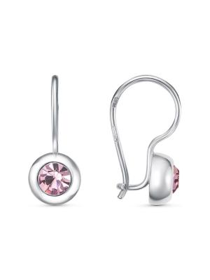 Серьги бижутерия, покрытие - серебрение, вставка - стекло ювелирное preciosa