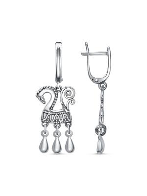 Серьги серебро 925 пробы, покрытие - оксидирование, без вставок