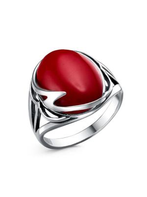 Кольцо серебро 925 пробы, покрытие - оксидирование, вставка - искусственный коралл