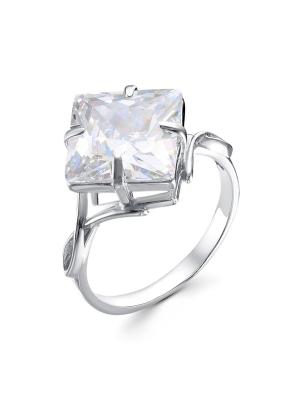 Кольцо серебро 925 пробы, покрытие - родирование, вставка - горный хрусталь