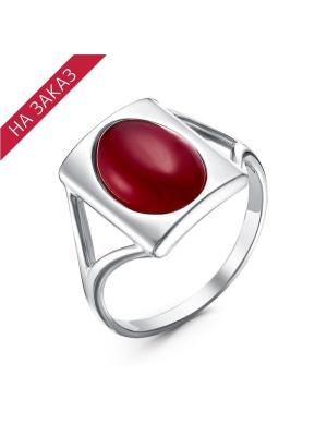 Кольцо серебро 925 пробы, покрытие - родирование, вставка - искусственный коралл