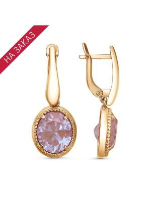 Серьги серебро 925 пробы, покрытие - золочение, вставка - ситалл собственной огранки