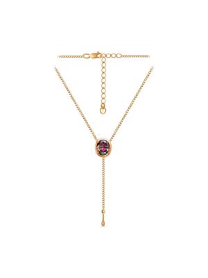 Колье бижутерия, покрытие - золочение, вставка - фианит (недрагоценный камень)