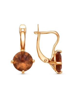 Серьги серебро 925 пробы, покрытие - золочение, вставка - искусственный султанит