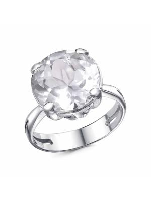 Кольцо серебро 925 пробы, покрытие - родирование, вставка - горный хрусталь