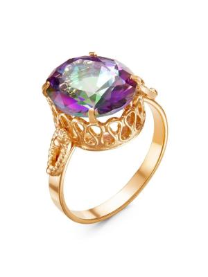 Кольцо бижутерия, покрытие - золочение, вставка - стекло ювелирное