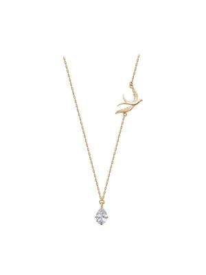 Колье серебро 925 пробы, покрытие - золочение, вставка - фианит (недрагоценный камень)