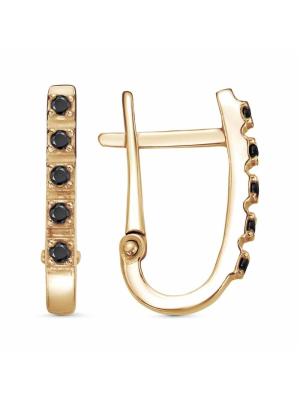 Серьги бижутерия, покрытие - золочение, вставка - фианит (недрагоценный камень)