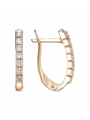 Серьги бижутерия, покрытие - золочение, вставка - фианит (недрагоценный камень)