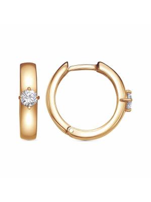 Серьги серебро 925 пробы, покрытие - золочение, вставка - фианит (недрагоценный камень)