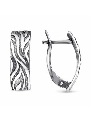 Серьги бижутерия, покрытие - серебрение с оксидированием, без вставок