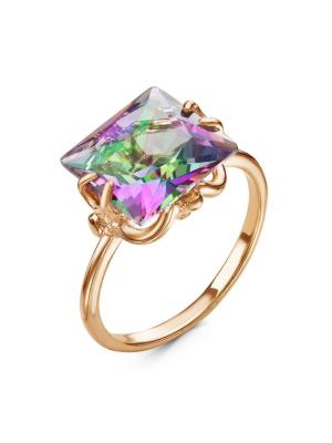 Кольцо бижутерия, покрытие - золочение, вставка - стекло ювелирное