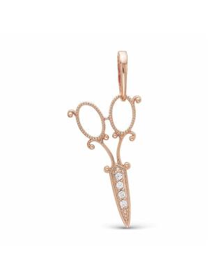 Подвеска серебро 925 пробы, покрытие - золочение, вставка - фианит (недрагоценный камень)