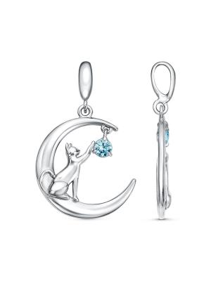 Подвеска бижутерия, покрытие - платинирование, вставка - фианит (недрагоценный камень)