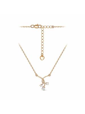 Колье серебро 925 пробы, покрытие - золочение, вставка - фианит (недрагоценный камень)