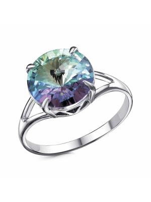 Кольцо бижутерия, покрытие - платинирование, вставка - стекло ювелирное preciosa