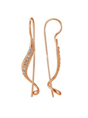 Серьги бижутерия, покрытие - золочение, вставка - стекло ювелирное preciosa