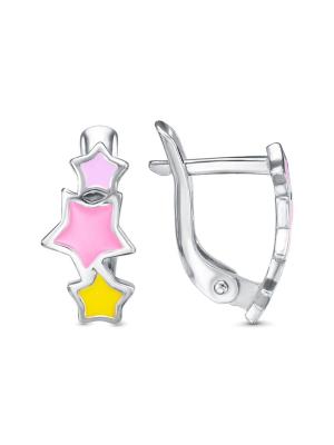 Серьги бижутерия, покрытие - серебрение, отделка - эмаль, без вставок