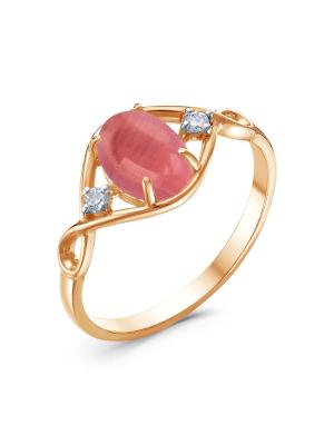 Кольцо бижутерия, покрытие - золочение, вставка - искусственный кошачий глаз , фианит (недрагоценный камень)