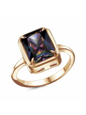 Кольцо бижутерия, покрытие - золочение, вставка - фианит (недрагоценный камень)