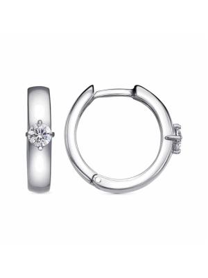 Серьги бижутерия, покрытие - платинирование, вставка - фианит (недрагоценный камень)