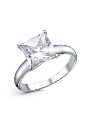 Кольцо серебро 925 пробы, покрытие - родирование, вставка - фианит (недрагоценный камень)