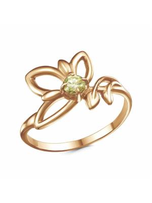 Кольцо бижутерия, покрытие - золочение, вставка - фианит (недрагоценный камень)