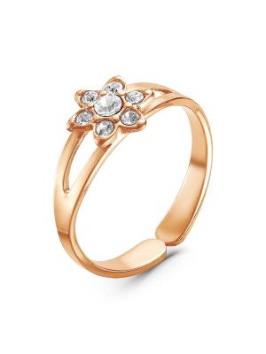 Кольцо бижутерия, покрытие - золочение, вставка - стекло ювелирное preciosa