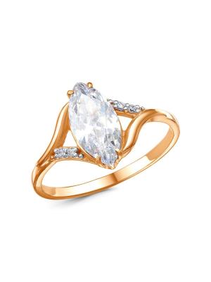 Кольцо бижутерия, покрытие - золочение, выборочное родирование, вставка - фианит (недрагоценный камень)