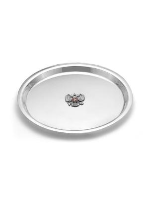 Поднос с гербом россии серебро 925 пробы, покрытие - оксидирование, отделка - эмаль, без вставок