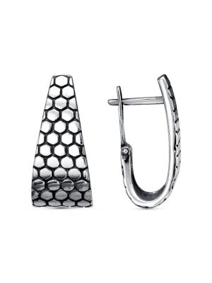 Серьги бижутерия, покрытие - серебрение с оксидированием, без вставок