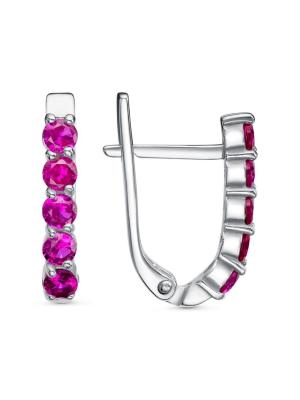 Серьги серебро 925 пробы, покрытие - платинирование, вставка - синтетический корунд