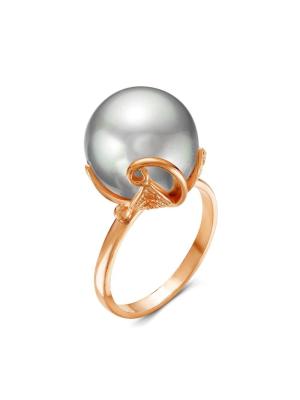 Кольцо бижутерия, покрытие - золочение, вставка - имитация жемчуга