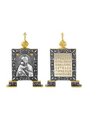 Икона бижутерия, покрытие - серебрение с оксидированием, выборочное золочение, без вставок