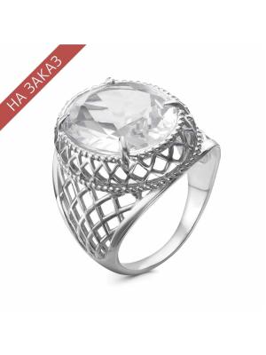 Кольцо серебро 925 пробы, покрытие - родирование, вставка - стекло ювелирное собственной огранки