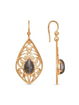 Серьги бижутерия, покрытие - золочение, вставка - искусственный кошачий глаз