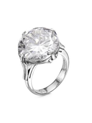 Кольцо бижутерия, покрытие - серебрение с оксидированием, вставка - фианит (недрагоценный камень)