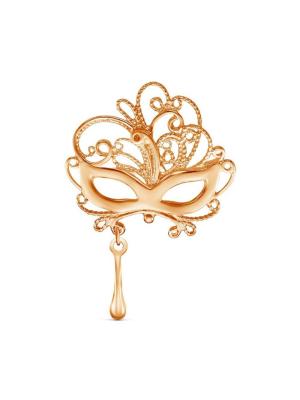 Брошь бижутерия, покрытие - золочение, без вставок