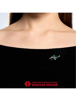 Брошь серебро 925 пробы, покрытие - платинирование, вставка - искусственная шпинель