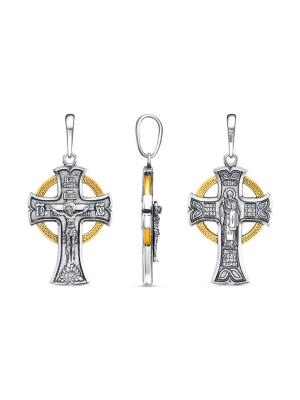 Подвеска серебро 925 пробы, покрытие - оксидирование, выборочное золочение, без вставок