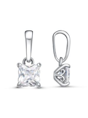 Подвеска бижутерия, покрытие - платинирование, вставка - фианит (недрагоценный камень)