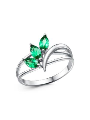 Кольцо бижутерия, покрытие - платинирование, вставка - искусственная шпинель