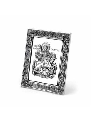 Икона "георгий победоносец" серебро 925 пробы, покрытие - оксидирование, без вставок