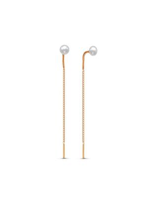 Серьги бижутерия, покрытие - золочение, вставка - культивированный жемчуг